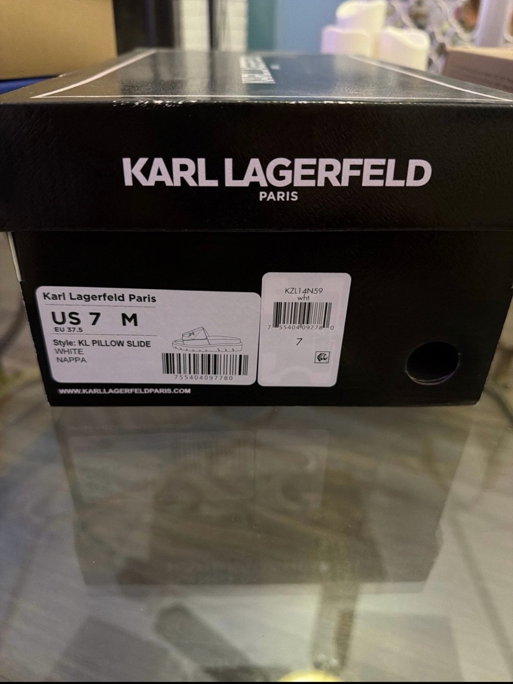 Karl Lagerfeld White Slide Sandals with Silver Logo - Picture 5 of 5